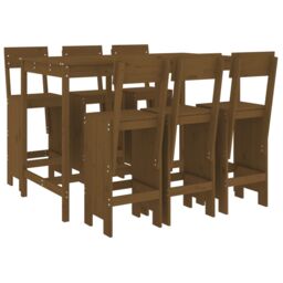 Berkfield Home 7 Piece Garden Bar Set Honey Brown Solid Wood Pine - thumbnail 2
