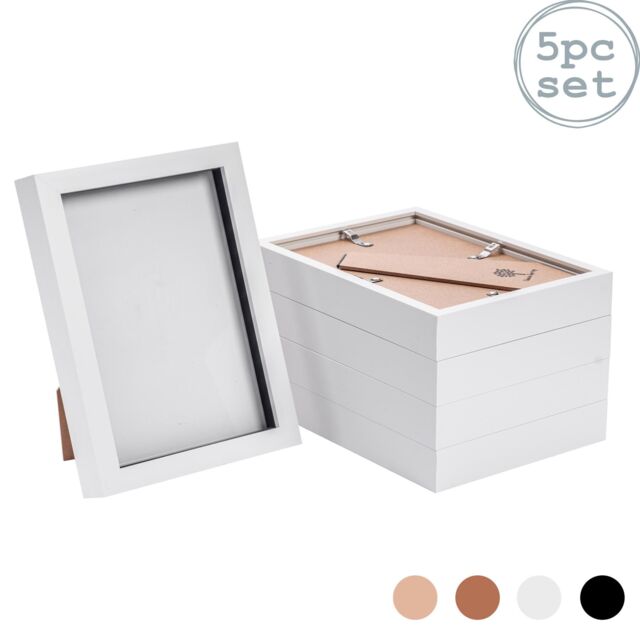 "Nicola Spring 3D Box Photo Frames - A5 (6 x 8"") - Pack of 5 in White" - image 1