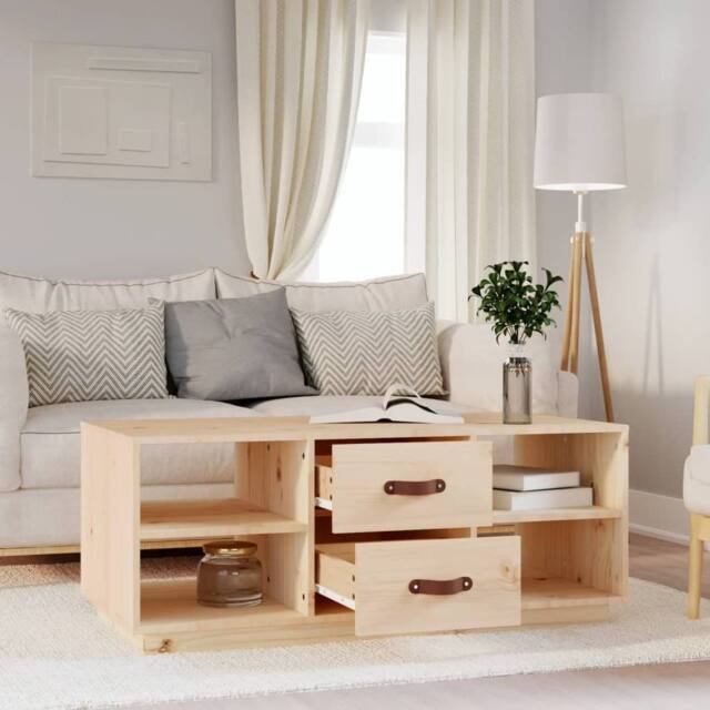 Berkfield Home Beautiful Coffee Table 100x50x41 cm Solid Wood Pine in Light Tan - Size: 100 x 50 x 41 cm - image 1