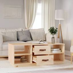 Berkfield Home Beautiful Coffee Table 100x50x41 cm Solid Wood Pine in Light Tan - Size: 100 x 50 x 41 cm - thumbnail 1