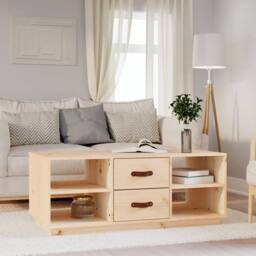 Berkfield Home Beautiful Coffee Table 100x50x41 cm Solid Wood Pine in Light Tan - Size: 100 x 50 x 41 cm - thumbnail 2