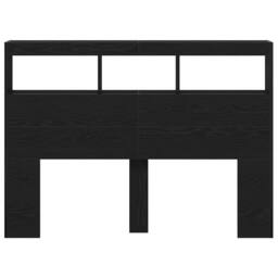 Berkfield Home Headboard Cabinet with LED Black Oak 140x17x102 cm - Size: 140 x 17 x 102 cm - thumbnail 7