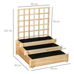 OUTSUNNY 3 Tier Wooden Garden Planters with Trellis for Vine Climbing Plants in Natural - thumbnail 3