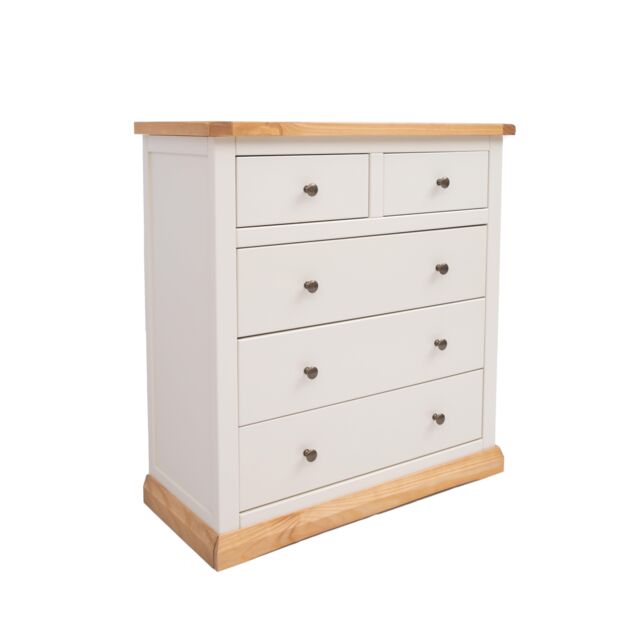 Cabinet Bits Trevi 5 Drawer Chest of Drawers Brass Knob in Off-White - image 1