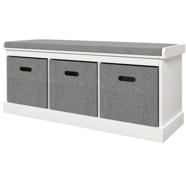Havendro Shoe Bench with Seat, Shoe Storage Bench with Fabric in Grey - image 1