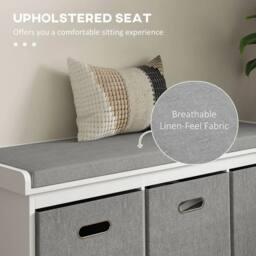 Havendro Shoe Bench with Seat, Shoe Storage Bench with Fabric in Grey - thumbnail 5