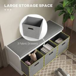 Havendro Shoe Bench with Seat, Shoe Storage Bench with Fabric in Grey - thumbnail 6