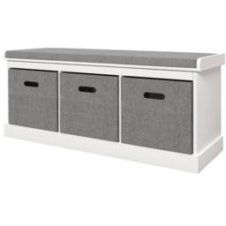 Havendro Shoe Bench with Seat, Shoe Storage Bench with Fabric in Grey