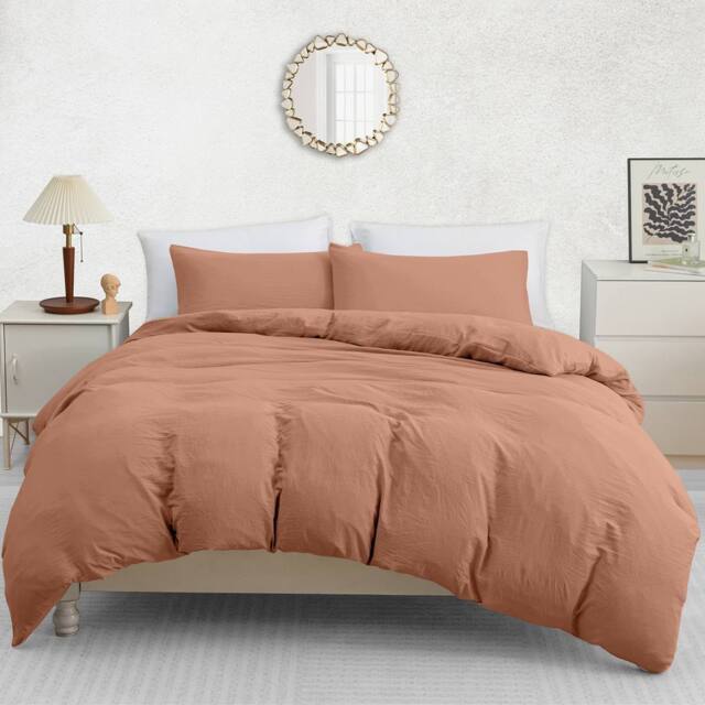 Pamposh Pre Washed Microfibre Duvet Cover Sets Reversible Quilt Covers in Dusty Pink - Size: King - image 1