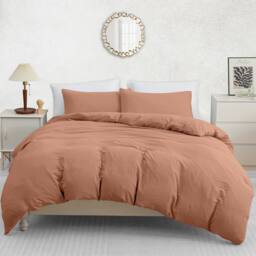 Pamposh Pre Washed Microfibre Duvet Cover Sets Reversible Quilt Covers in Dusty Pink - Size: King - thumbnail 1