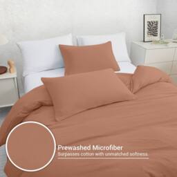 Pamposh Pre Washed Microfibre Duvet Cover Sets Reversible Quilt Covers in Dusty Pink - Size: King - thumbnail 5
