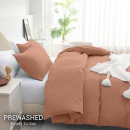 Pamposh Pre Washed Microfibre Duvet Cover Sets Reversible Quilt Covers in Dusty Pink - Size: King - thumbnail 4
