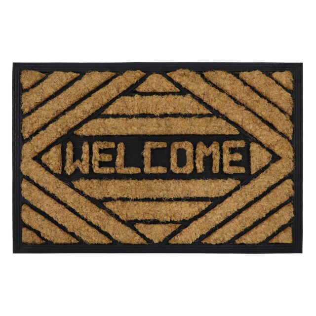 JVL Tuffscrape Coir Lines, 40x60cm, Welcome in Brown - Size: 40 cm x 60 cm - image 1