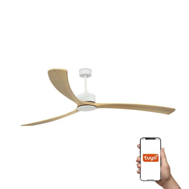 Netlighting Kauai XXL Ceiling Fan Matt White Pine Tuya Smart System in Brown - image 1
