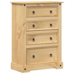 Berkfield Home Chest of Drawers Corona 80x43x114 cm Solid Wood Pine in Light Brown - Size: 80 x 43 x 114 cm - thumbnail 1