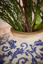 Dibor Set of 2 Vintage Luxury Solene Blue Botanical Round Flower Vase - Size: Large - thumbnail 4