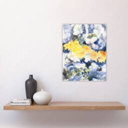 "Artery8 Yellow & Blue Floral Watercolour Demuth Wall Art Print - Size: W18"" x H24""" - thumbnail 4