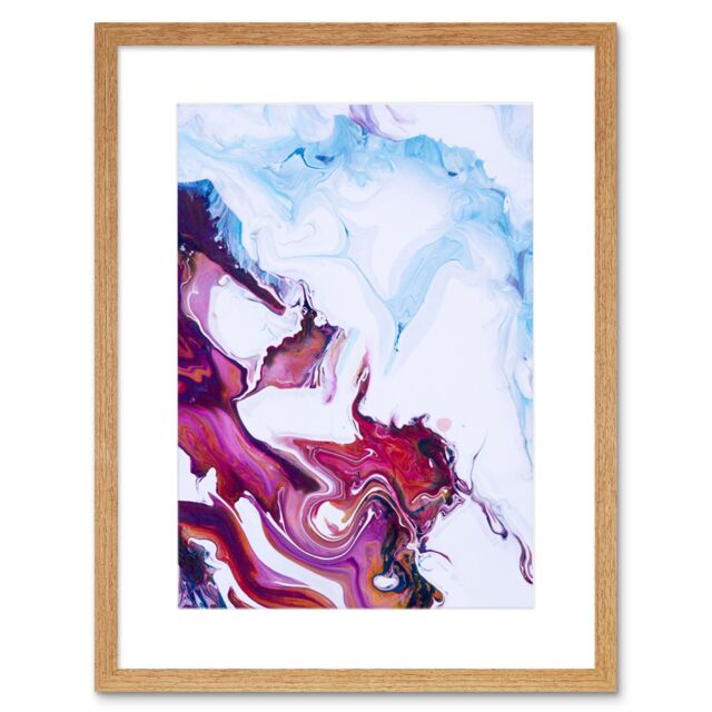 "Artery8 Wall Art Print Abstract Swirl Paint Pink Warm Art Framed 9x7 inch in Beige - Size: W7"" x H9""" - image 1