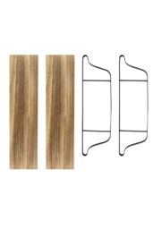 H&O Direct Industrial 2-Tier Home Decor Floating Wall Shelves in Brown - thumbnail 6