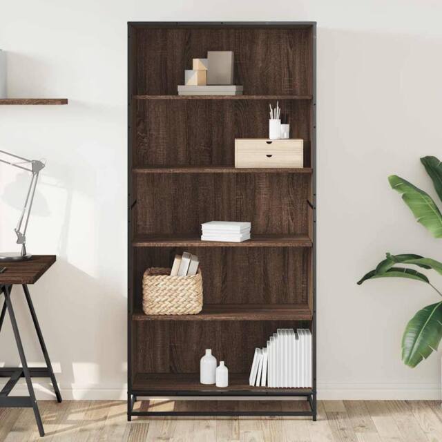 Berkfield Home Modern Bookcase Brown Oak 80.5x35x170.5 cm Engineered Wood - image 1