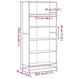 Berkfield Home Modern Bookcase Brown Oak 80.5x35x170.5 cm Engineered Wood - thumbnail 9