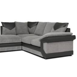 SNUG FURNITURE BIRMINGHAM LTD Dino Jumbo Cord Left Hand Facing Corner Sofa Black & Grey - thumbnail 2