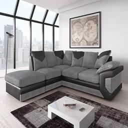 SNUG FURNITURE BIRMINGHAM LTD Dino Jumbo Cord Left Hand Facing Corner Sofa Black & Grey - thumbnail 1
