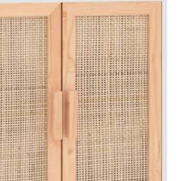 Berkfield Home Sideboard White 60x30x70 cm Solid Wood Pine & Natural Rattan - Size: 60 x 30 x 70 cm - thumbnail 7