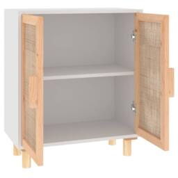 Berkfield Home Sideboard White 60x30x70 cm Solid Wood Pine & Natural Rattan - Size: 60 x 30 x 70 cm - thumbnail 5