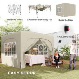 OUTSUNNY 3 x 3(m) UPF50+ Pop Up Gazebo with Sides & Carry Bag, Sand in Light Sand - thumbnail 4
