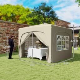OUTSUNNY 3 x 3(m) UPF50+ Pop Up Gazebo with Sides & Carry Bag, Sand in Light Sand - thumbnail 3