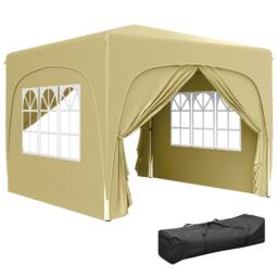 OUTSUNNY 3 x 3(m) UPF50+ Pop Up Gazebo with Sides & Carry Bag, Sand in Light Sand - thumbnail 2