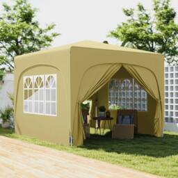 OUTSUNNY 3 x 3(m) UPF50+ Pop Up Gazebo with Sides & Carry Bag, Sand in Light Sand - thumbnail 1