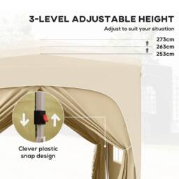 OUTSUNNY 3 x 3(m) UPF50+ Pop Up Gazebo with Sides & Carry Bag, Sand in Light Sand - thumbnail 6
