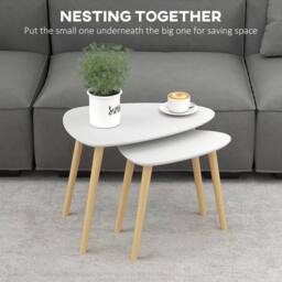 Wyld Haus Keline Set of 2 Light Grey Nesting Side Tables with Solid Pine Legs - thumbnail 4