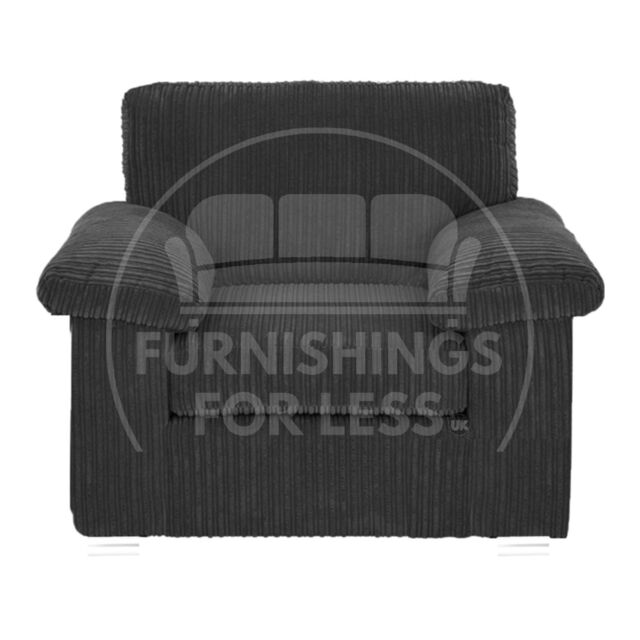 Furnishings For Less UK Delta Large Fabric Armchair Sofa Padded Arms Jumbo Cord in Black - image 1