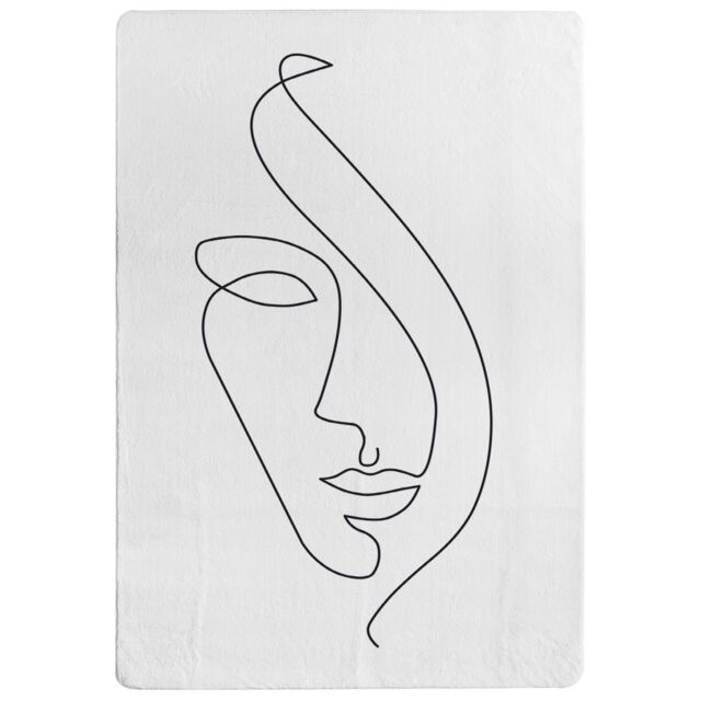 Benjamin Tate Design Line Face Drawing Designer Rug in Natural - Size: Large - image 1