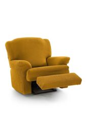 Homescapes Recliner Seat 'Iris' Armchair Cover Elasticated Slipcover Protector in Mustard - thumbnail 2