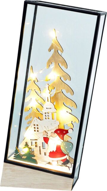 Netagon Christmas Battery Operated Light Up Festive Village Glass Holder Ornament in White - image 1