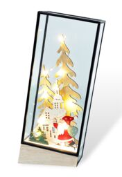 Netagon Christmas Battery Operated Light Up Festive Village Glass Holder Ornament in White - thumbnail 4