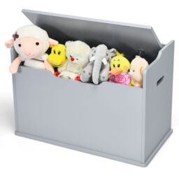 Costway Wooden Toy Box & Lift-Top Storage Chest with Seating Bench in Grey
