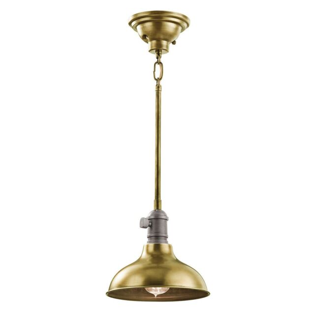 Loops 1 Bulb Ceiling Pendant Light Fitting Natural Brass LED E27 60W Bulb in Metallics