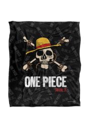 Netflix One Piece Jolly Roger Logo Officially Licensed Silky Touch Super Soft Throw Blanket 152 x 127 cm in White - thumbnail 1