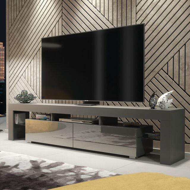 Creative Furniture TV Unit 200cm Modern - Dark Grey with High Gloss Doors - image 1