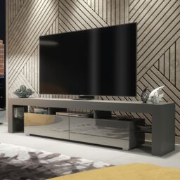 Creative Furniture TV Unit 200cm Modern - Dark Grey with High Gloss Doors
