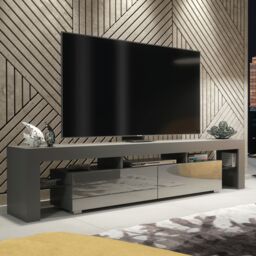 Creative Furniture TV Unit 200cm Modern - Dark Grey with High Gloss Doors - thumbnail 6