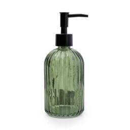 Candlelight Apothecary Glass Soap Dispenser With Black Pump in Olive - thumbnail 3