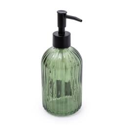 Candlelight Apothecary Glass Soap Dispenser With Black Pump in Olive
