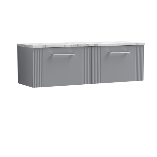 Balterley 2 Drawer Wall Hung Vanity Unit Marble Laminate Worktop, Grey 1200mm - image 1