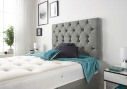 Somnior Premier Linen Fabric Divan Bed with Spring Memory Foam Mattress & Upholstered Headboard 4 Drawers in Silver - Size: King - thumbnail 3